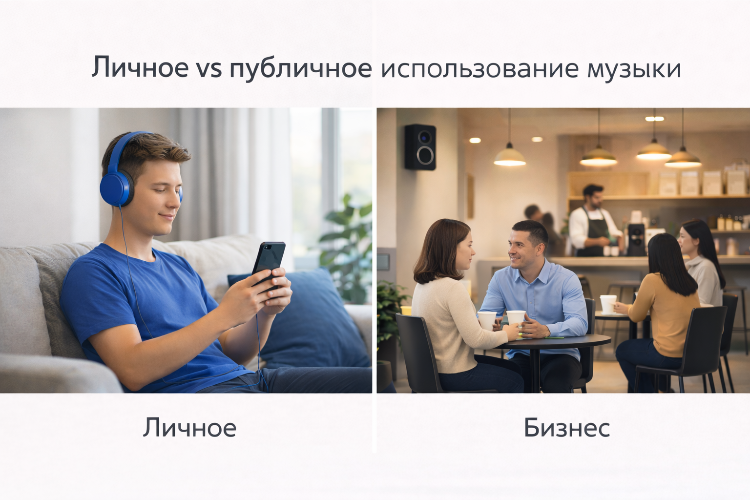 Личное использование vs использование музыки в бизнесе
